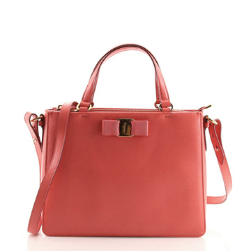 Salvatore Ferragamo Tracy Bow Tote Saffiano Leather Small