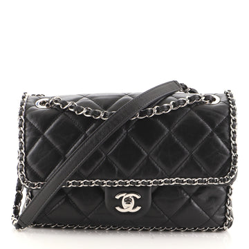 Chanel Running Chain Around Flap Bag Quilted Crumpled Calfskin Medium