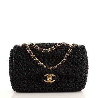 Chanel Classic Single Flap Bag Crochet Raffia Medium