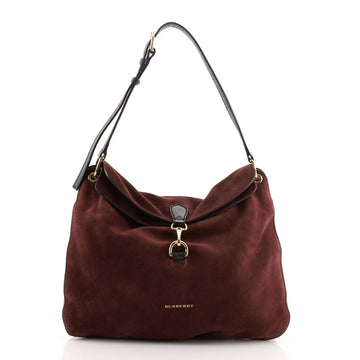 Burberry Cornwall Shoulder Bag Suede and House Check Canvas Medium