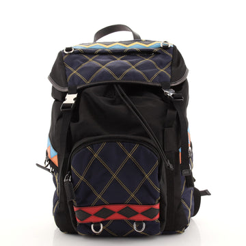 Prada Impunto Double Buckle Backpack Quilted Tessuto Large
