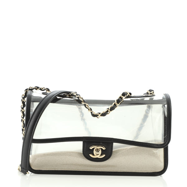 Chanel Sand By The Sea Flap Bag PVC with Lambskin Medium Black 93279164