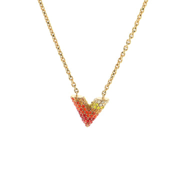 Louis Vuitton Essential V Necklace Metal with Rainbow Crystals
