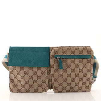 Gucci Vintage Double Belt Bag GG Canvas