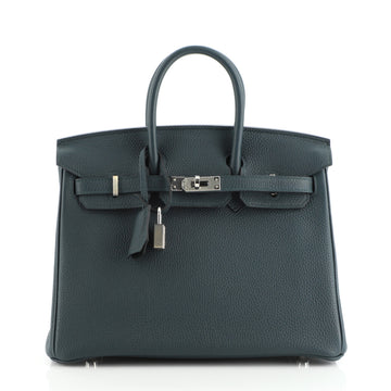 Hermes Birkin Handbag Green Togo with Palladium Hardware 25