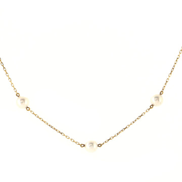 Mikimoto Pearl Station Necklace 18K Yellow Gold with Cultured Pearls