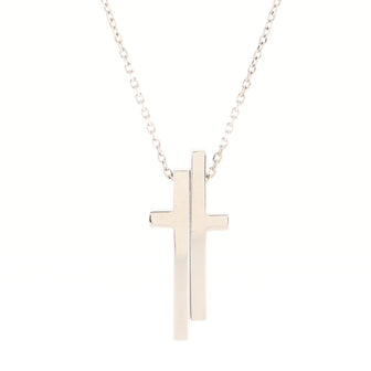 Gucci Split Cross Pendant Necklace 18K White Gold