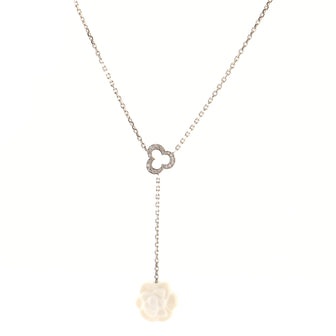 Chanel Camelia Lariat Necklace 18K White Gold with Diamonds and Agate