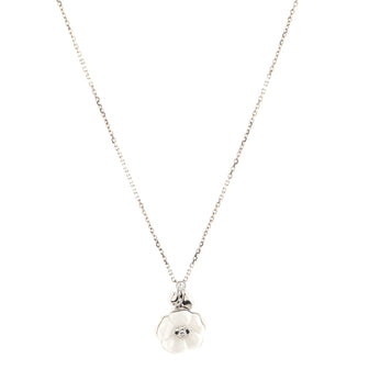 Chanel Camelia Flower Pendant Necklace 18K White Gold with Ceramic and Diamonds