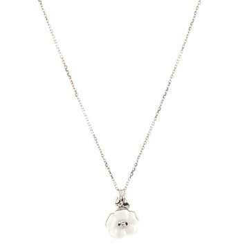 Chanel Camelia Flower Pendant Necklace 18K White Gold with Ceramic and Diamonds