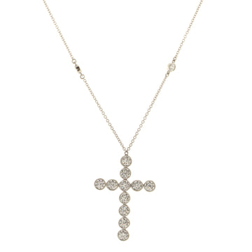 Tiffany & Co. Jazz Cross Station Pendant Necklace Platinum with Diamonds