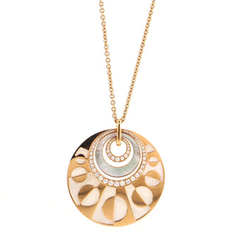 Bvlgari Intarsio Medallion Pendant Necklace 18K Rose Gold and Mother of Pearl with Diamonds