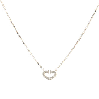 Cartier C Heart de Cartier Pendant Necklace 18K White Gold with Pave Diamonds