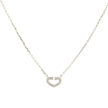 Cartier C Heart de Cartier Pendant Necklace 18K White Gold with Pave Diamonds