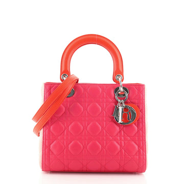 Christian Dior Tricolor Lady Dior Bag Cannage Quilt Leather Medium