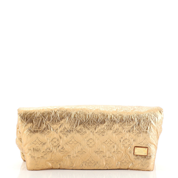 LOUIS VUITTON Jacquard Quilted Monogram Limelight Clutch MM Gold