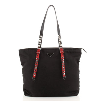 Prada New Vela Convertible Tote Tessuto with Studded Leather Medium