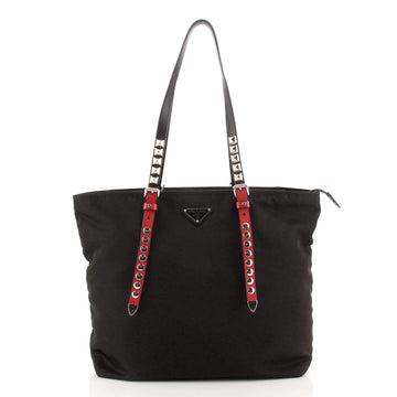 Prada New Vela Convertible Tote Tessuto with Studded Leather Medium