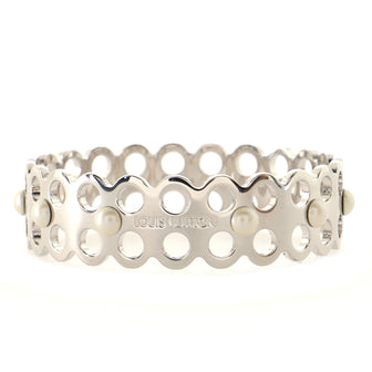 Louis Vuitton Hide and Seek Bangle Bracelet Metal with Faux Pearl Narrow
