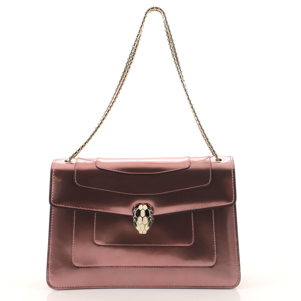 BULGARI Metallic Serpenti Forever Small Shoulder Bag Pink 1037296