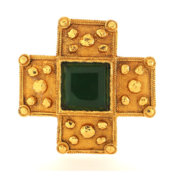 Chanel Vintage Cross Brooch Metal with Gripoix