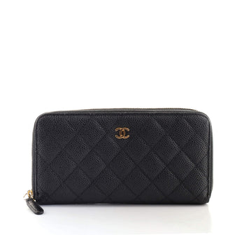 Chanel Zip Around Wallet Quilted Caviar Long