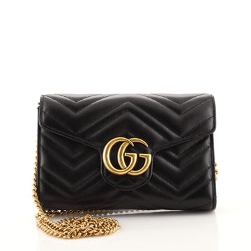 Gucci GG Marmont Chain Wallet Matelasse Leather Mini