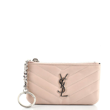 Saint Laurent Monogram Key Pouch Matelasse Chevron Leather