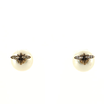Christian Dior Tribales Bee Stud Earrings Faux Pearl with Crystal Embellished Metal