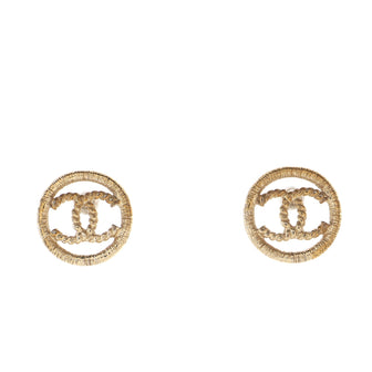 Chanel Round CC Cut Out Stud Earrings Metal