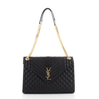 Saint Laurent Classic Monogram Envelope Satchel Quilted Leather Large