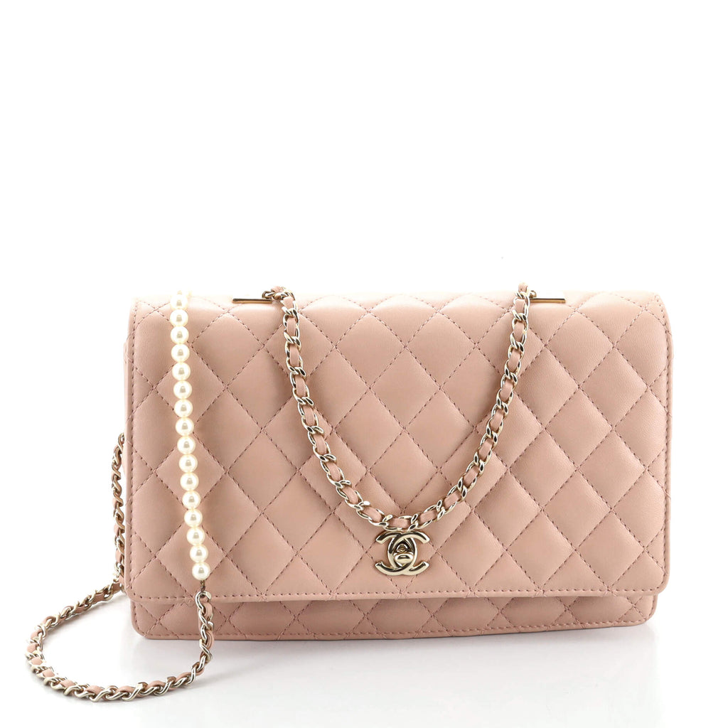 Chanel Fantasy Pearls Flap Bag Quilted Lambskin Large Pink 934491