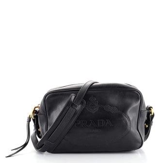 Prada Logo Camera Bag Embossed Leather Small