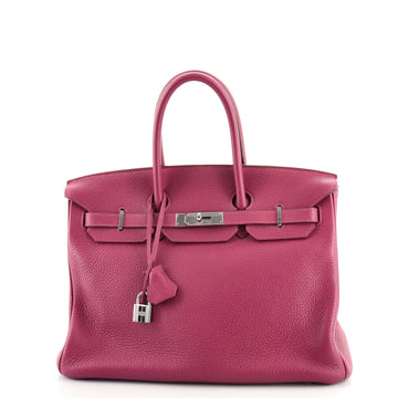 Hermes Birkin Handbag Purple Clemence with Palladium Hardware 35