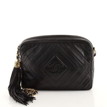 Chanel Vintage Diamond CC Camera Bag Quilted Leather Medium