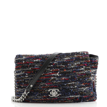 Chanel CC Flap Messenger Bag Tweed with Sequins Medium