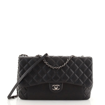 Chanel CC Front Pocket Chain Flap Bag Quilted Calfskin Large