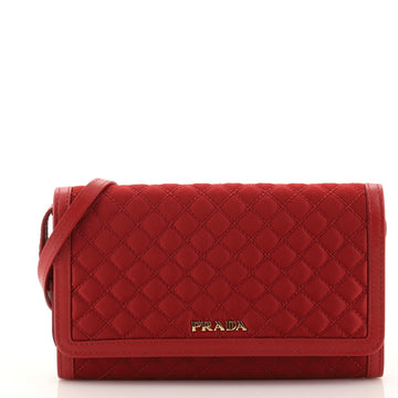 Prada Chain Wallet Crossbody Quilted Tessuto
