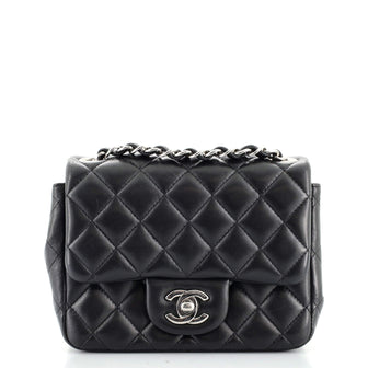 Chanel Square Classic Single Flap Bag Quilted Lambskin Mini