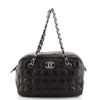 Chanel Tweed On Square Stitch Bubble Bowler Bag Lambskin with Tweed