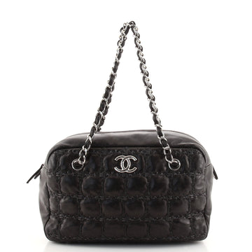 Chanel Tweed On Square Stitch Bubble Bowler Bag Lambskin with Tweed