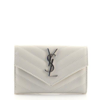 Saint Laurent Envelope Flap Card Case Chevron Leather