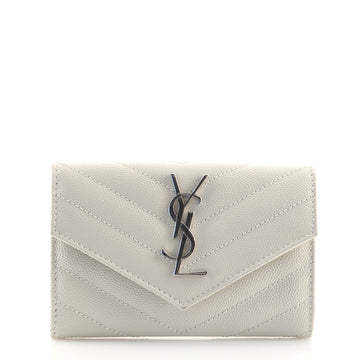 Saint Laurent Envelope Flap Card Case Chevron Leather