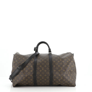 Louis Vuitton Keepall Bandouliere Bag Macassar Monogram Canvas 55