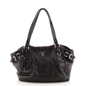 Prada Belted Pleated Tote Soft Calf Medium