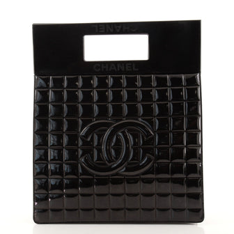 Chanel Chocolate Bar Resin Frame Tote Quilted Patent Tall