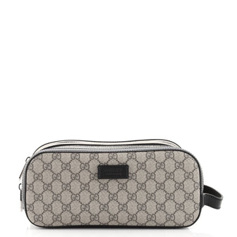 Gucci Double Zip Toiletry Bag GG Coated Canvas Medium