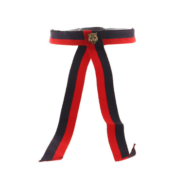 Gucci Web Feline Neck Bow Grosgrain