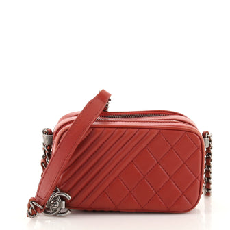 Chanel Coco Boy Camera Bag Quilted Leather Mini