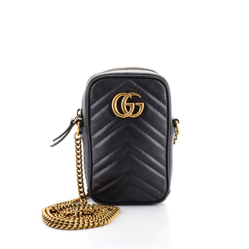 Gucci GG Marmont Vertical Phone Crossbody Bag Matelasse Leather Mini